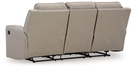 Lavenhorne Pebble Faux Leather Reclining Sofa With Drop Down Table - Ella Furniture