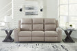 Lavenhorne Pebble Faux Leather Reclining Sofa With Drop Down Table - Ella Furniture