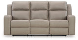 Lavenhorne Pebble Faux Leather Reclining Sofa With Drop Down Table - Ella Furniture