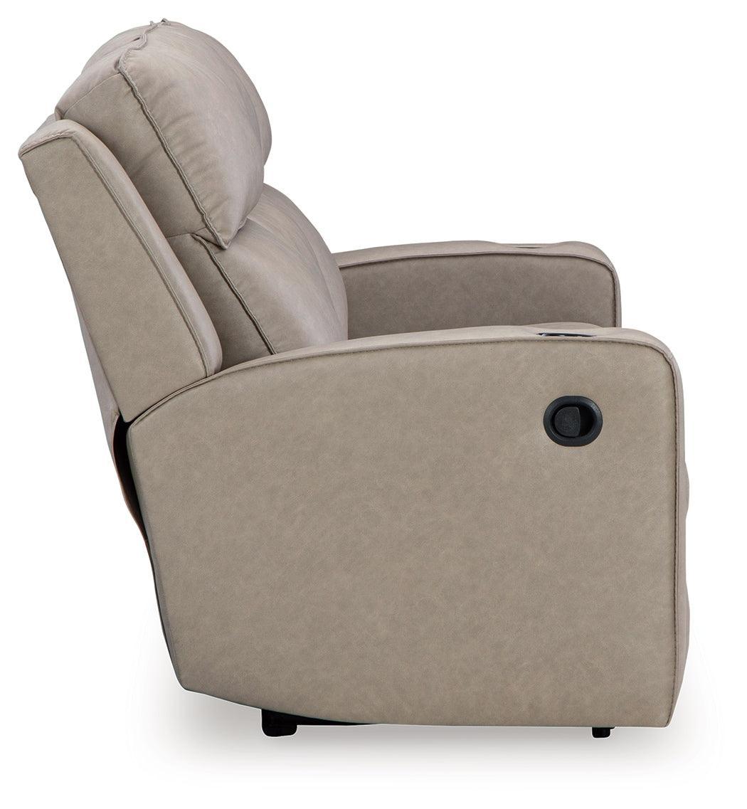 Lavenhorne Pebble Faux Leather Reclining Sofa With Drop Down Table - Ella Furniture