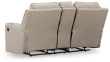 Lavenhorne Pebble Faux Leather Reclining Loveseat With Console - Ella Furniture