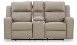 Lavenhorne Pebble Faux Leather Reclining Loveseat With Console - Ella Furniture
