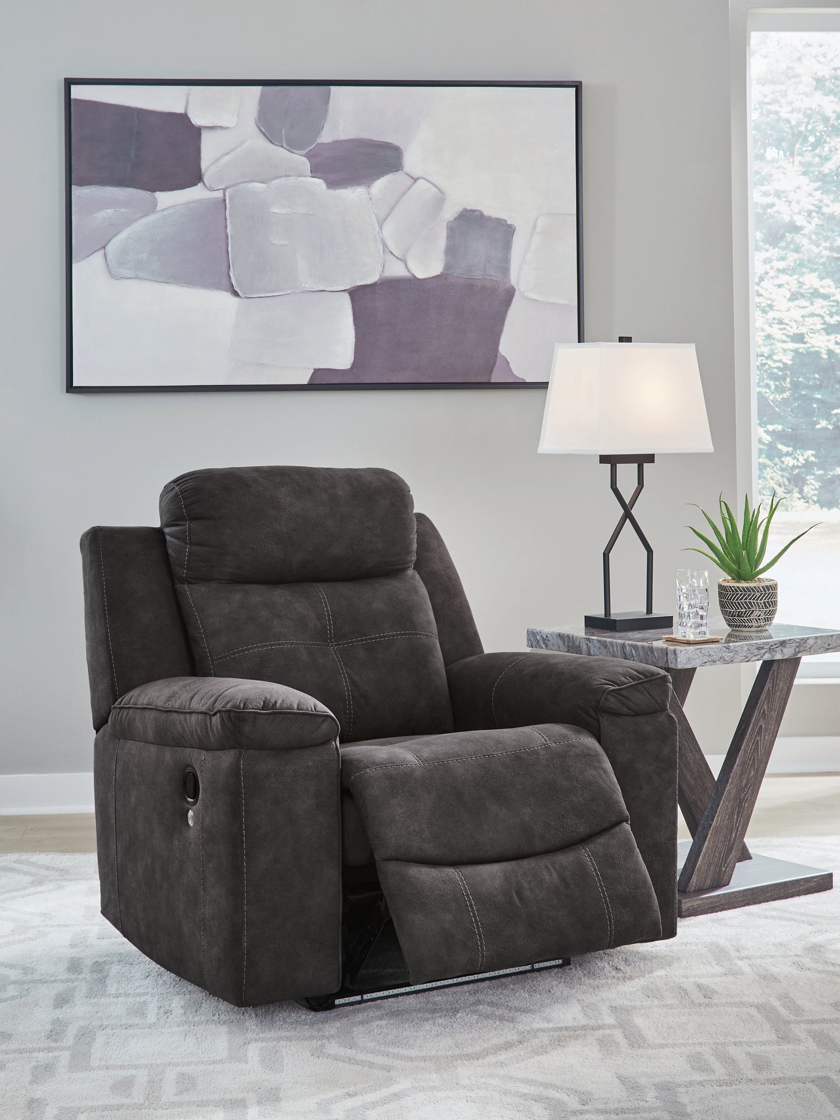 Brysonview Charcoal Faux Leather Recliner