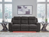Brysonview Charcoal Faux Leather Reclining Sofa