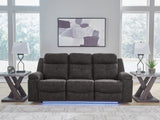 Brysonview Charcoal Faux Leather Reclining Sofa