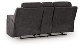 Brysonview Charcoal Faux Leather Reclining Loveseat with Console