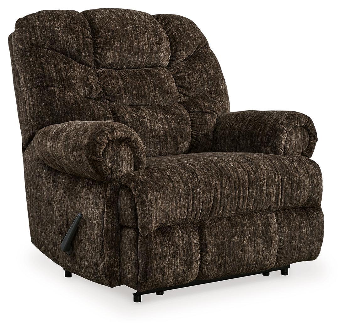 Movie Man Chocolate Velvet Recliner - Ella Furniture