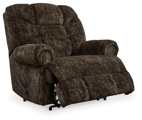 Movie Man Chocolate Velvet Recliner - Ella Furniture