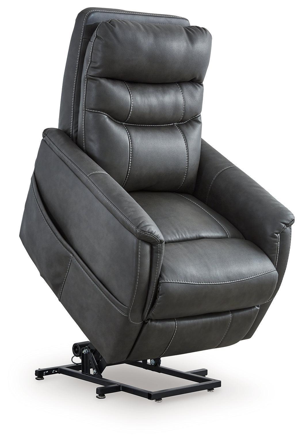 Strawbill Shadow Faux Leather Power Lift Recliner