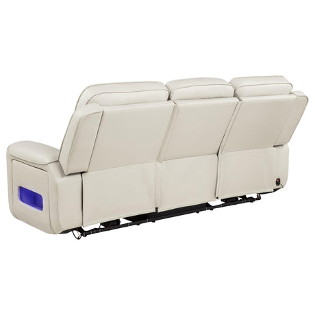 Rojas Dual Power Reclining Sofa with Drop-Down Console Greige — product image 6