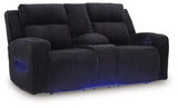 Forest Lake Black Chenille,Velvet Power Reclining Loveseat with Console