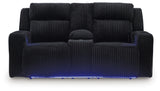 Forest Lake Black Chenille,Velvet Power Reclining Loveseat with Console
