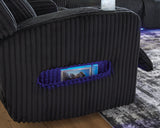 Forest Lake Black Chenille,Velvet Power Reclining Loveseat with Console