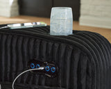 Forest Lake Black Chenille,Velvet Power Reclining Loveseat with Console