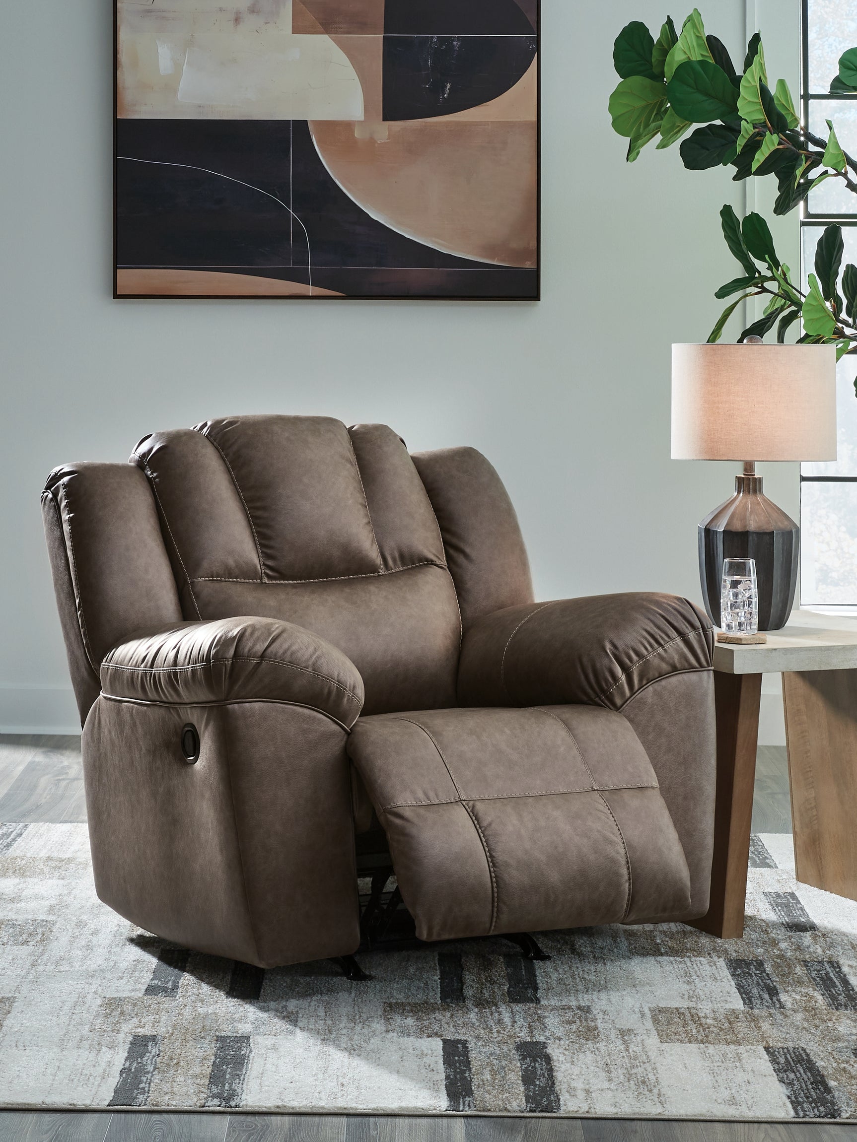 Lowilla Driftwood Faux Leather Recliner