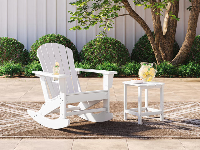 Sundown Treasure White Outdoor Chair with End Table — product view