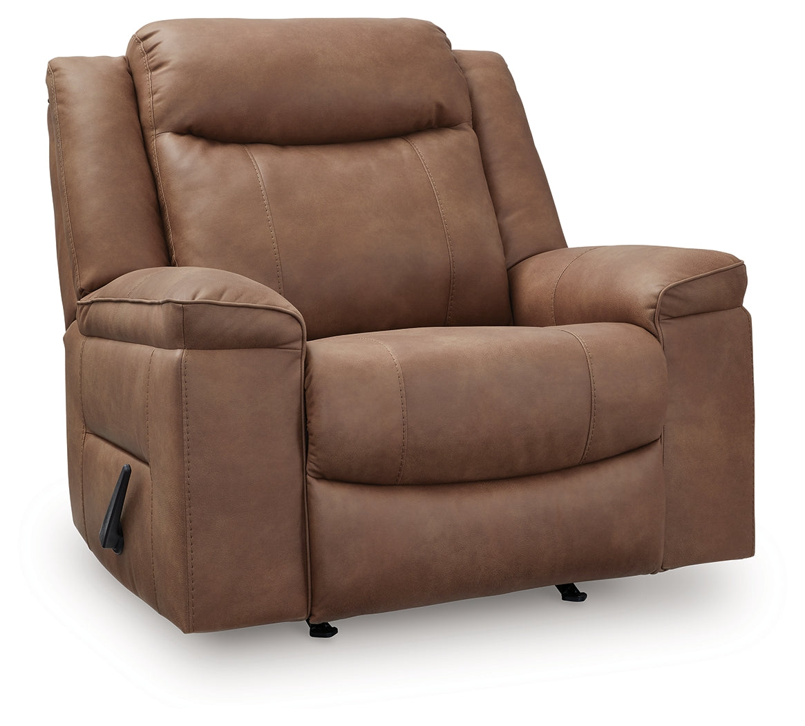 Status Check Caramel Faux Leather Recliner