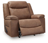 Status Check Caramel Faux Leather Recliner