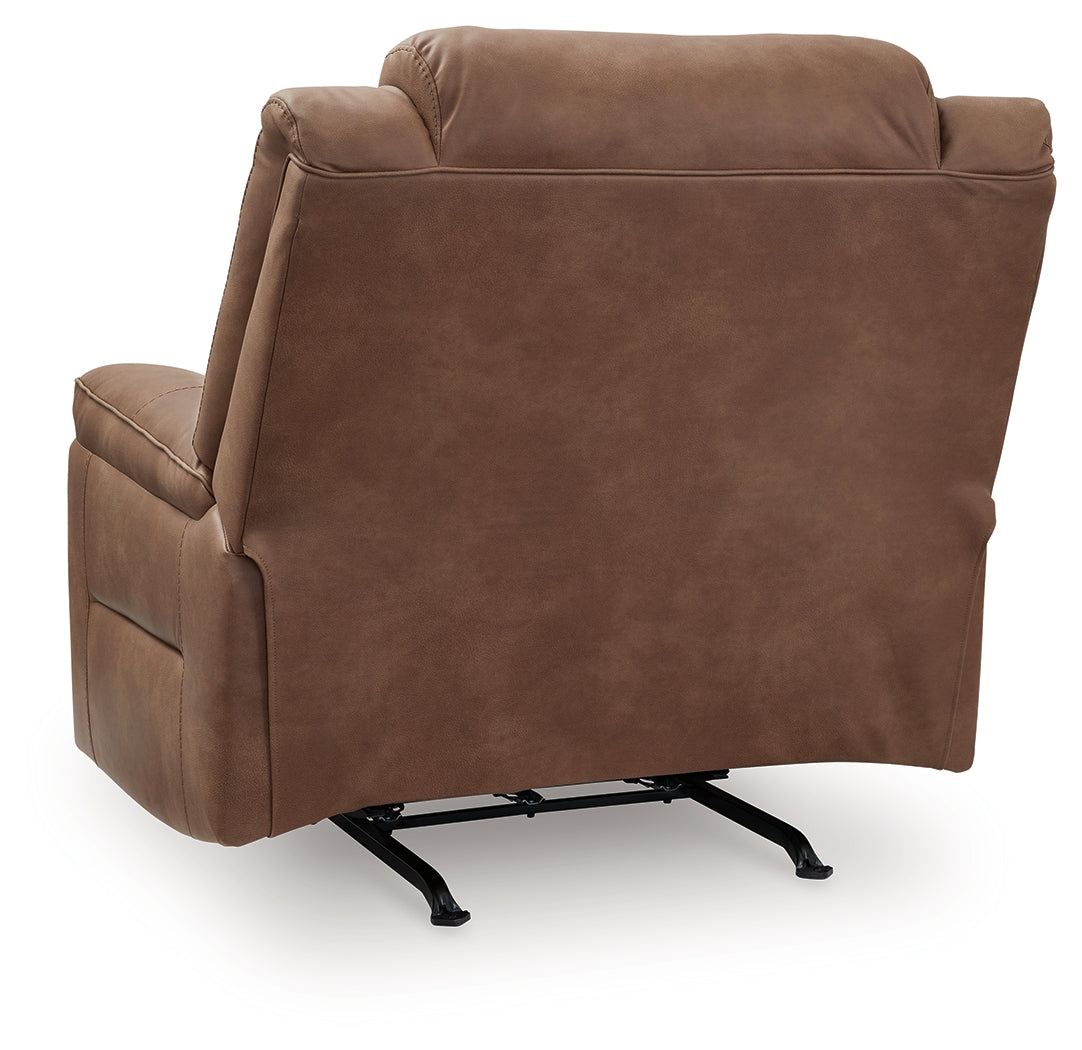 Status Check Caramel Faux Leather Recliner