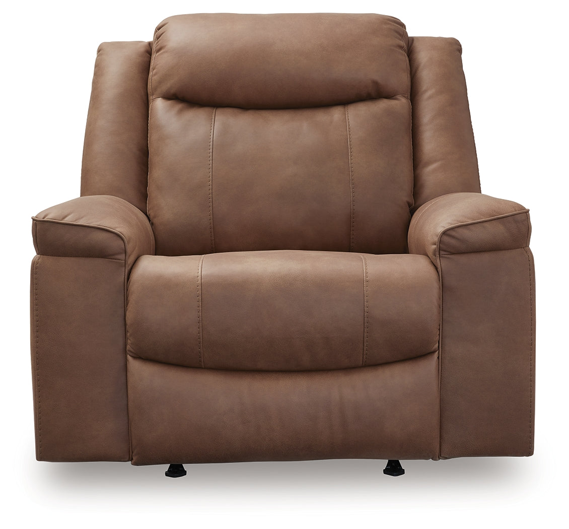 Status Check Caramel Faux Leather Recliner
