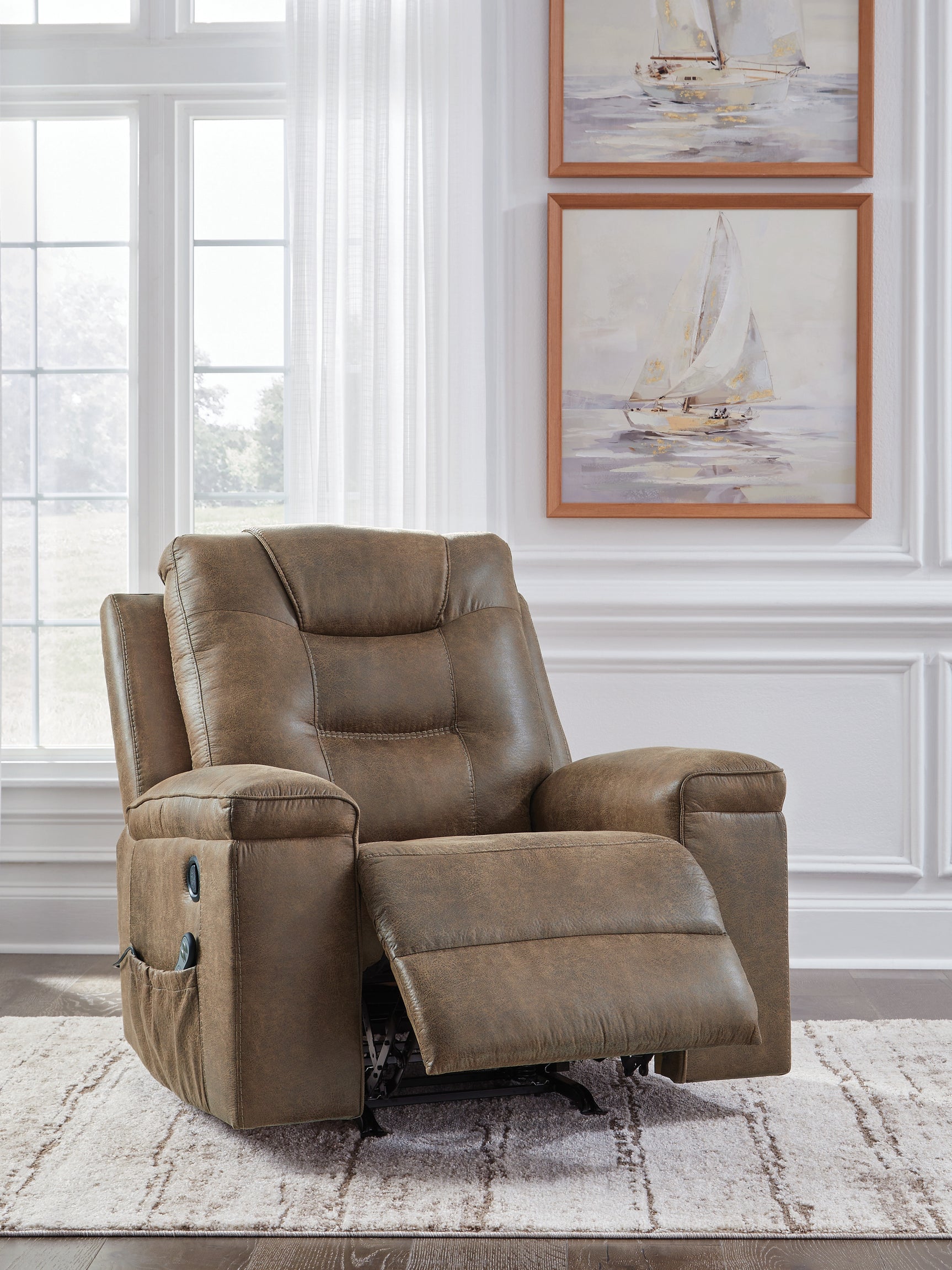 Stockworth Earth Faux Leather Recliner