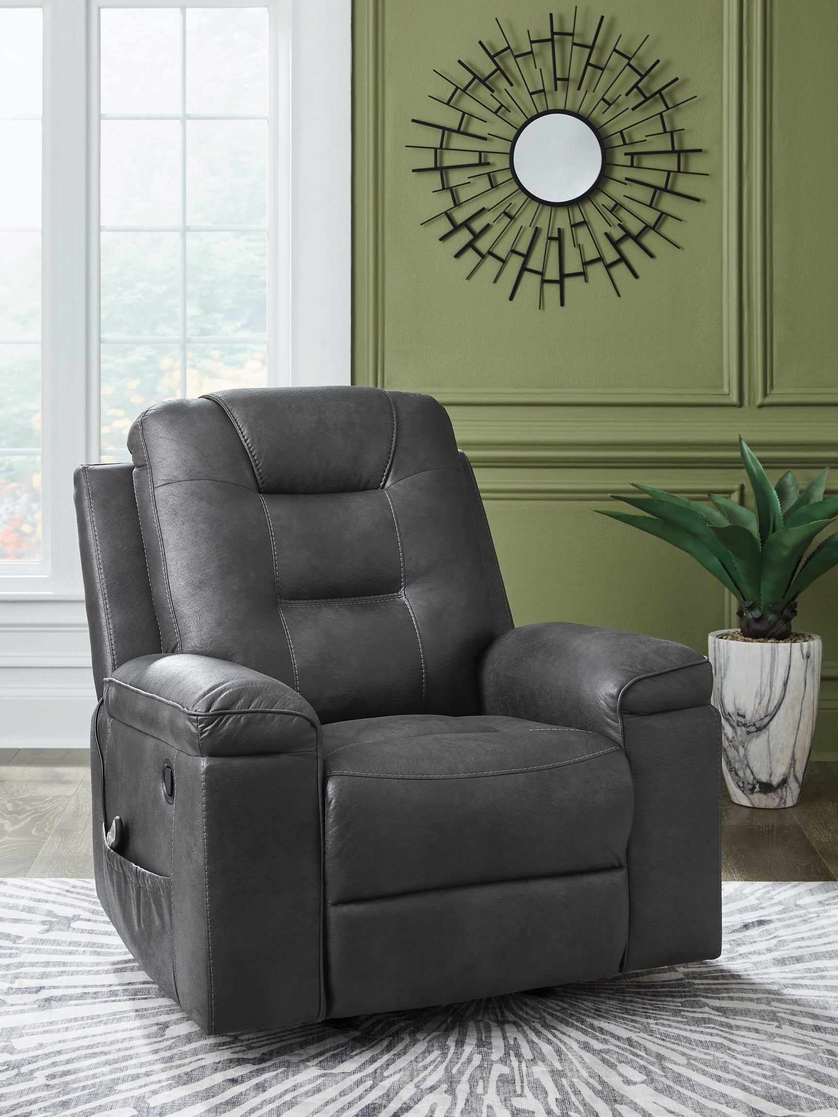 Stockworth Granite Faux Leather Recliner