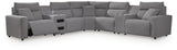 Modmax II Salt and Pepper 7-Piece Power Reclining Sectional with Audio Consoles