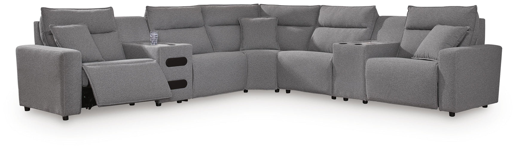 Modmax II Salt and Pepper 7-Piece Power Reclining Sectional with Audio Consoles