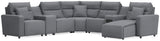 Modmax II Salt and Pepper 7-Piece Power Reclining Sectional with Chaise and Audio System