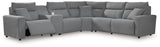 Modmax Salt and Pepper Next-Gen Nuvella™ 6-Piece Reclining Sectional with Console