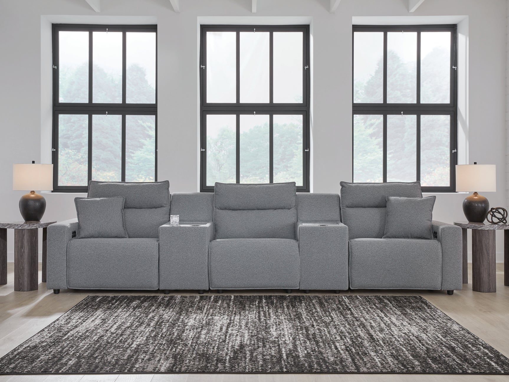 Modmax Salt and Pepper Next-Gen Nuvella™ 5-Piece Power Reclining Sectional
