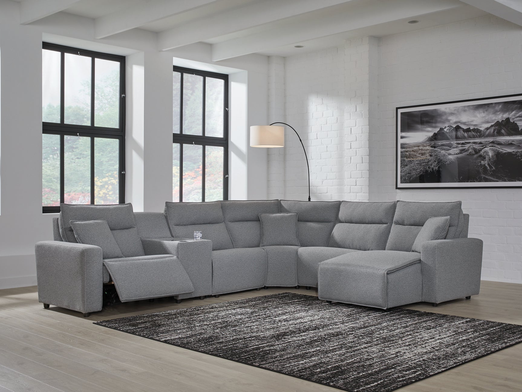 Modmax Salt and Pepper Next-Gen Nuvella™ 6-Piece Power Reclining Sectional