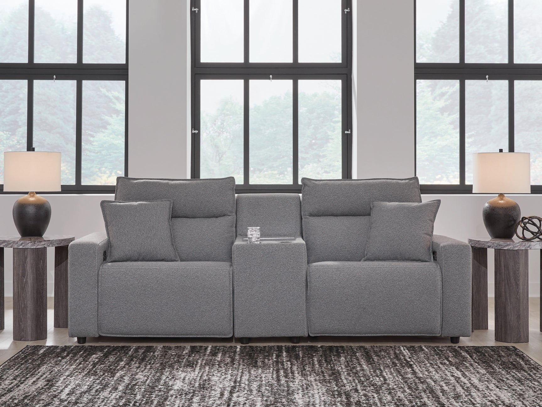 Modmax II Salt and Pepper Next-Gen Nuvella™ 3-Piece Power Reclining Sectional with Console