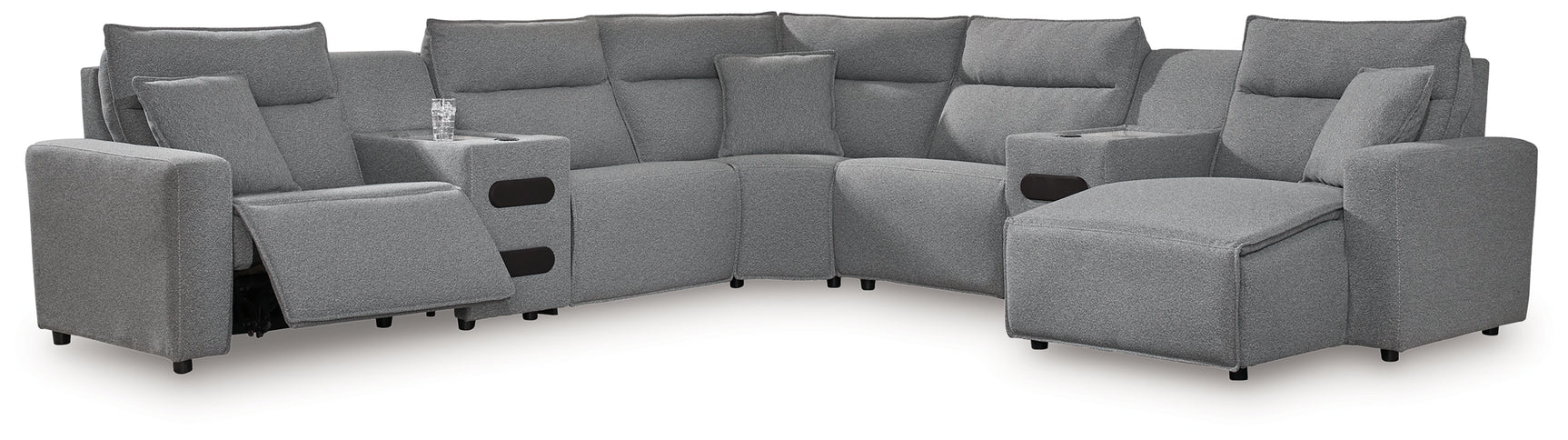 Modmax Salt and Pepper Next-Gen Nuvella™ 7-Piece Power Reclining Sectional with Chaise