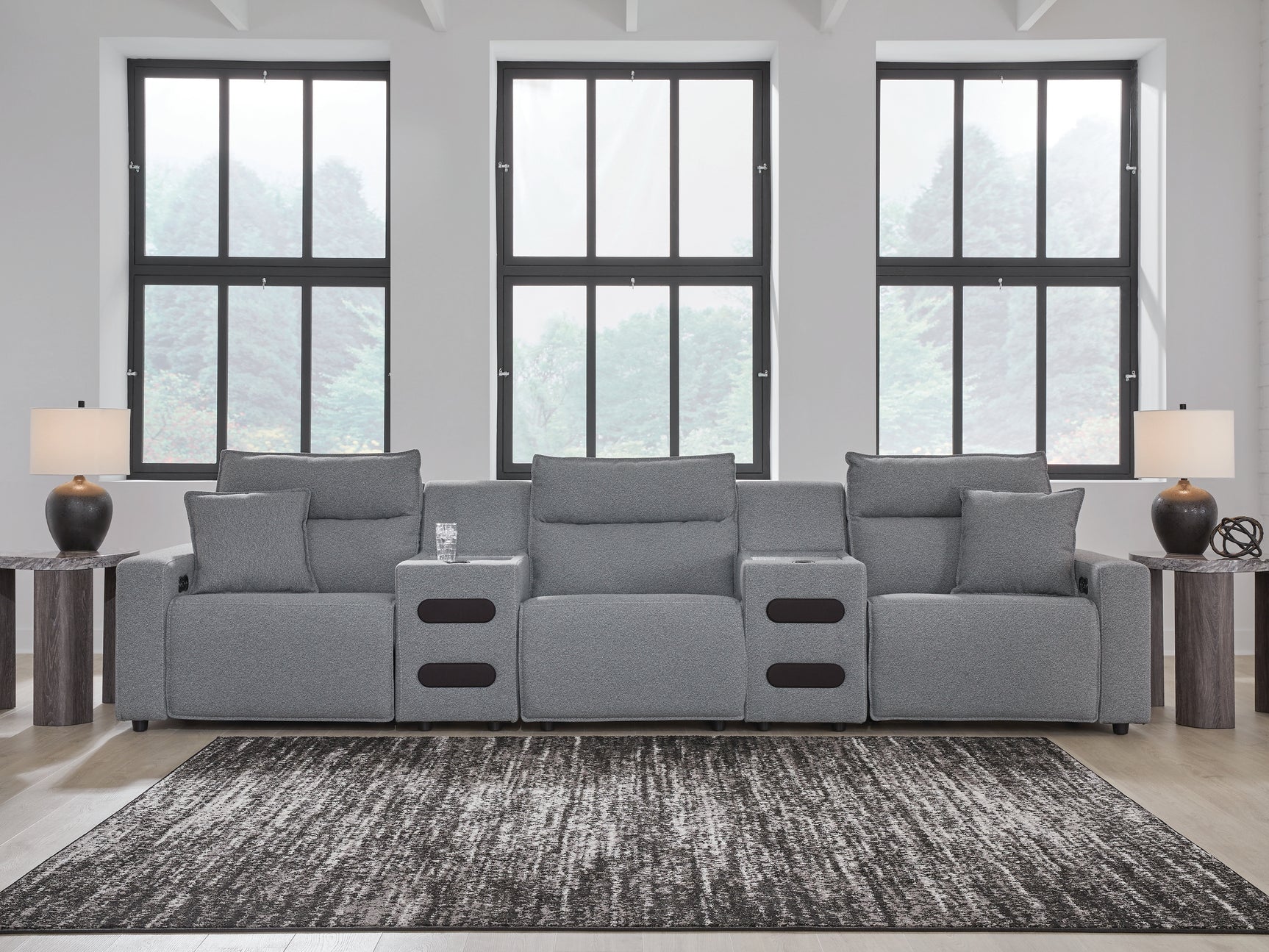 ModMax II Salt and Pepper Next-Gen Nuvella™ 5-Piece Power Reclining Sectional