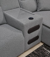 Modmax II Salt and Pepper 7-Piece Power Reclining Sectional with Chaise and Audio System