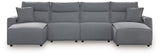 Modmax Salt and Pepper Next-Gen Nuvella™ 4-Piece Power Reclining Sectional with Chaise