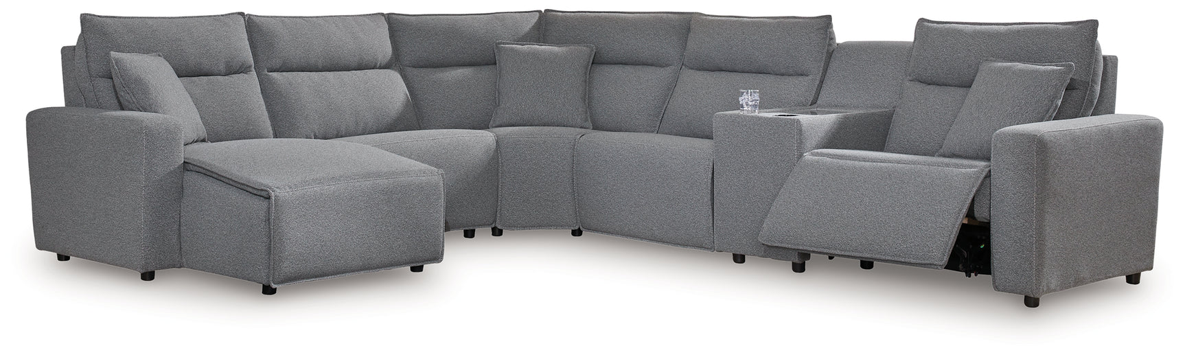 ModMax II Salt and Pepper Next-Gen Nuvella™ 6-Piece Power Reclining Sectional with Chaise