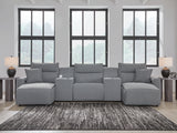 Modmax Salt and Pepper Next-Gen Nuvella™ 5-Piece Power Reclining Sectional with Chaise