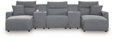 Modmax Salt and Pepper Next-Gen Nuvella™ 5-Piece Power Reclining Sectional with Chaise