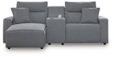 Modmax II Salt and Pepper Next-Gen Nuvella™ 3-Piece Power Reclining Sectional with Chaise and Console