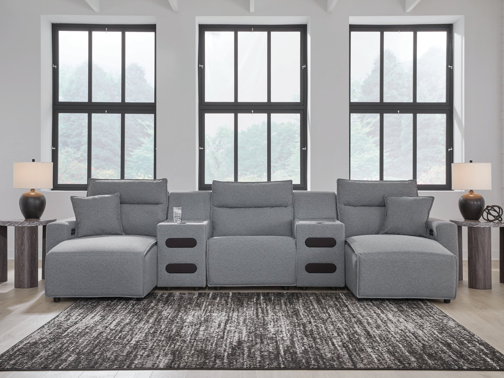 ModMax II Salt and Pepper Next-Gen Nuvella™ 5-Piece Power Reclining Sectional with Chaise