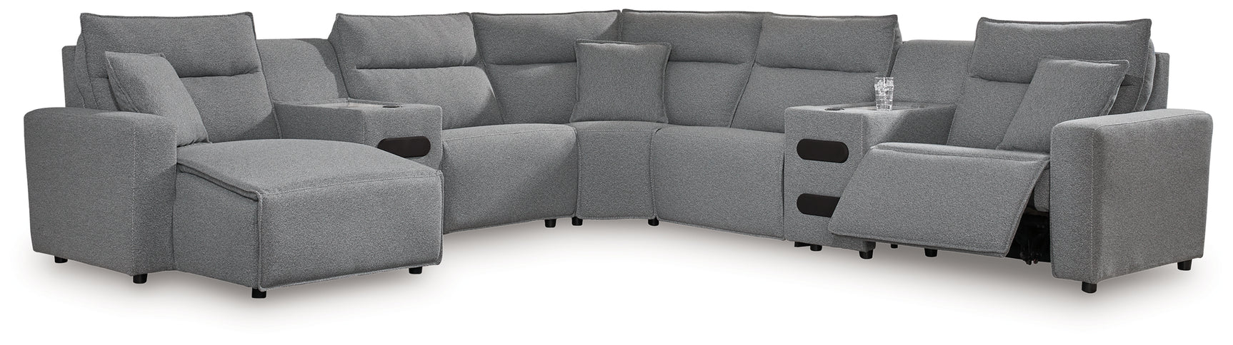 ModMax II Salt and Pepper Next-Gen Nuvella™ 7-Piece Power Reclining Sectional with Chaise