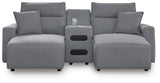 Modmax II Salt and Pepper Next-Gen Nuvella™ 3-Piece Power Reclining Sectional with Chaise and Audio Console