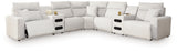 Modmax II Stone 7-Piece Power Reclining Sectional with Audio Consoles