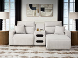 Modmax II Stone 3-Piece Power Reclining Sectional with Chaise and Audio Console