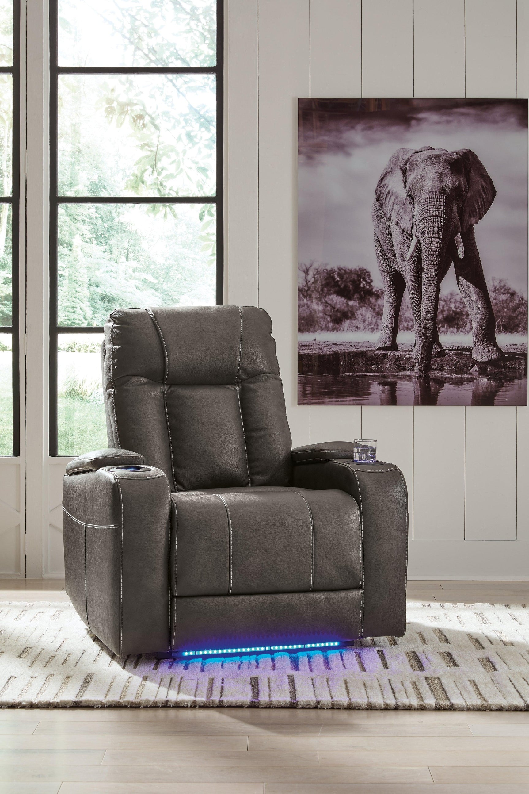 Feazada Shadow Faux Leather Power Recliner