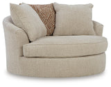 Steelwater Retreat Latte Chenille Oversized Swivel Accent Chair angled view