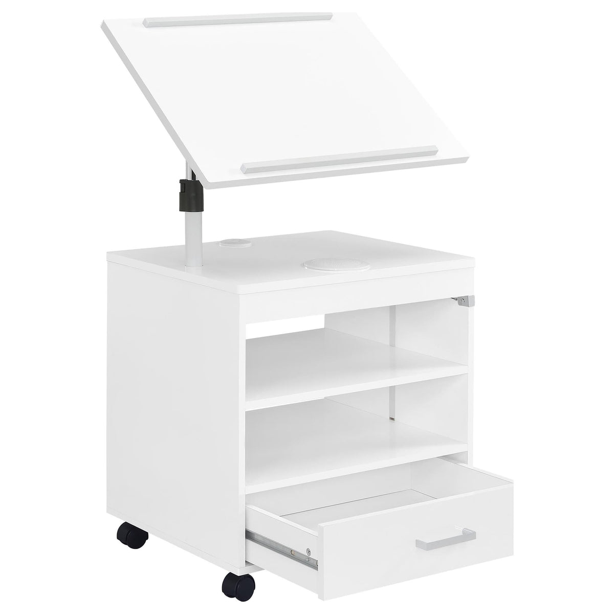 Lerma 1-Drawer Adjustable Tray Top Nightstand with Speaker White High Gloss — product image 3