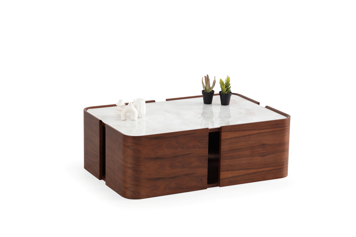 Killua Walnut Marble Coffee Table